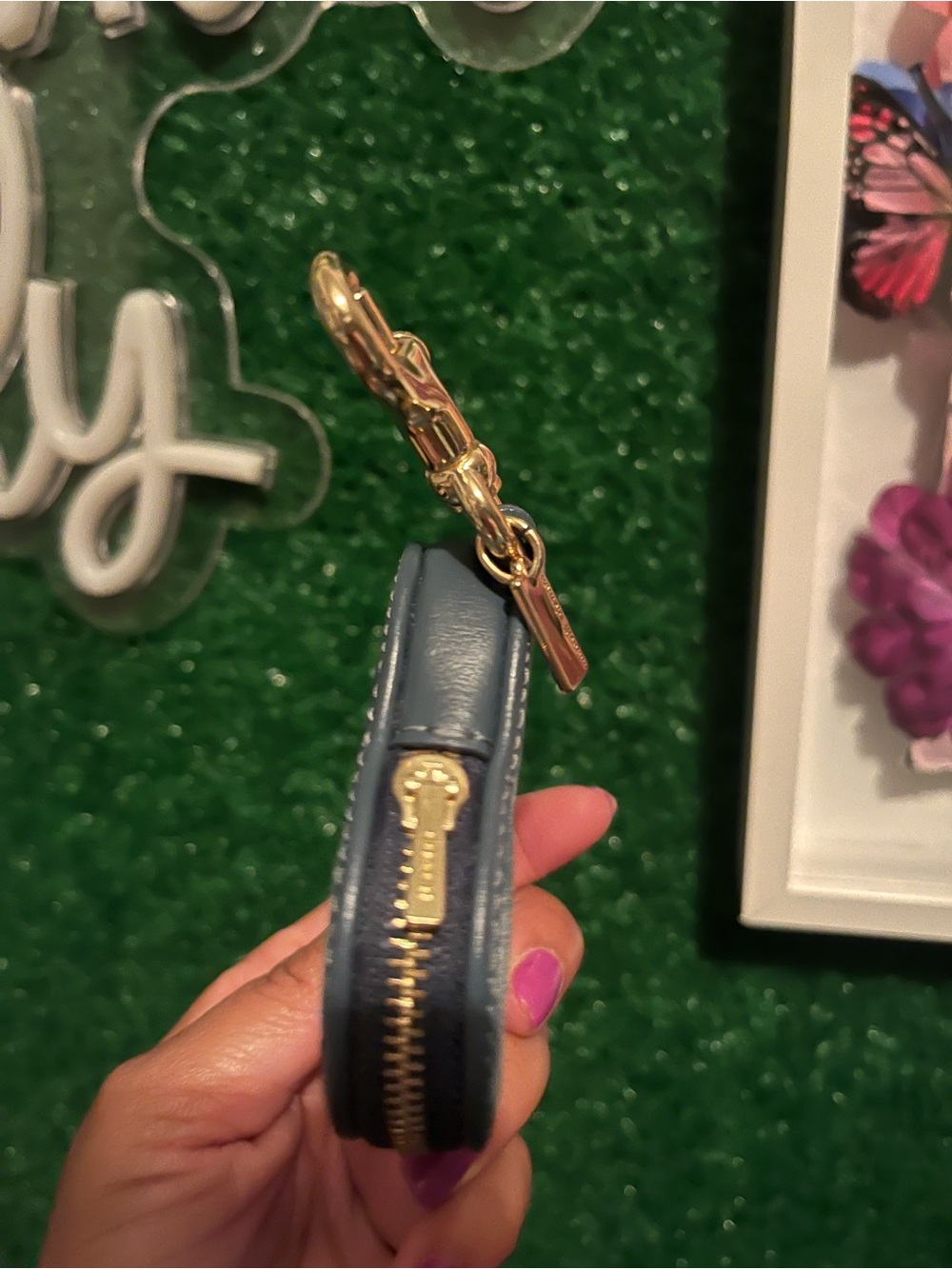Coach Denim Heart-Shaped Denim Keychain Coin Pouch - Picture 3 of 7